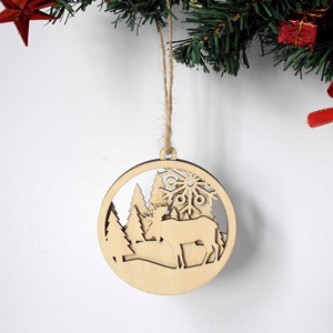 Échantillons Gratuits Pendentifs en Bois 3D de Noël Décoration de Noël pour la Maison Flocon de Neige Cerf Décoration d'Arbre de Noël Pendentif en Bois - Product Image 5