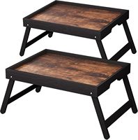 Table de lit avec pieds pliables, plateau de service en bambou pour manger au lit, sur le canapé et comme bureau pour ordinateur portable à la maison