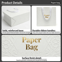 Sac en carton de luxe pour emballage de bracelet, 210 g/m², recyclable, avec poignée longue et logo personnalisé pour bijoux, montres et lunettes