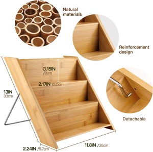 Bamboo Spice Rack Organizer 3 Tier Spice <b>Shelf</b> Stand for Kitchen Countertop, Wood Folding Spice Rack for Cabinet - Product Image 3