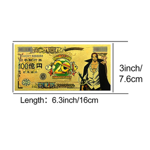 Billet de banque en or 24 carats du 20e anniversaire de One Piece - Collection Anime <span class=keywords><strong>Luffy</strong></span> Zoro Crew Double Face 16x7.6cm Premium pour Fans - Product Image 2