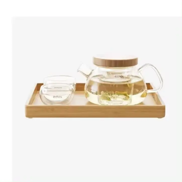 New Household Bamboo Rectangular Tea Snack Tray Non-Slip Hot Tea Table Mat Anti-Hot Heat Insulation Living Room Japanese Style