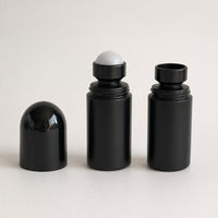 Flacon roll-on en PP de 60 ml avec bouchon dôme et bille roulante, emballage cosmétique noir opaque pour huiles essentielles et déodorants