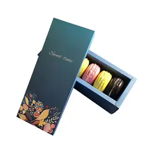 Sweet time полностью черная печать, оптовая продажа, коробки для макарон с крышкой и базовой бумагой, упаковка, Пользовательский логотип, печатный для выпечки