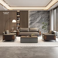 Ensemble canapé et table basse modulaires modernes avec cuir synthétique et éponge haute densité pour salon commercial