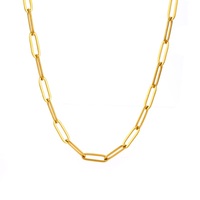 Collier en acier inoxydable superposé avec chaîne simple et fermoir trombone en or 18 carats pour femme