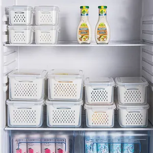 핫 세일 주방 PET 과일 식품 보관함 용기 저렴한 냉장고 야채 신선한 냉장고 용기 보관함 및 쓰레기통