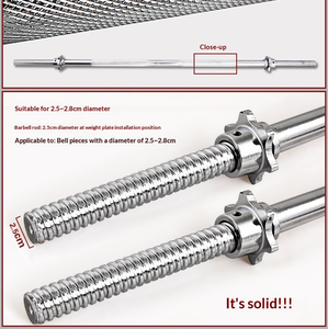 <span class=keywords><strong>Barre</strong></span> d'haltères en acier massif durable de 1,2 m à 2,2 m, manchons de 50 mm, chromée, avec système de verrouillage latéral à vis, poids professionnel de 5 kg à 16 kg - Product Image 4
