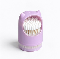 100 cotons-tiges multi-usages à double tête en forme d'ours, pour soins de la peau, violet