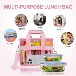 Grande capacité 15L PVC sac à déjeuner Portable sacs de rangement isothermes avec bandoulière et main pour voyage femmes hommes enfant Beath école - Product Image 2