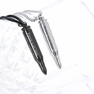 Collares con colgante de contenedor de bala de acero inoxidable, soporte de recuerdo, joyería de cremación conmemorativa de humanos de cenizas para mascotas para hombres y mujeres - Product Image 4