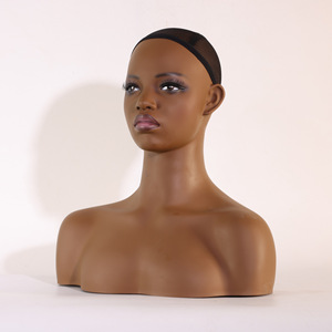 Tête de Mannequin Femme Réaliste en PVC Afro-Américaine avec Épaules, Accessoires pour Perruques, Présentoirs de Boutique - Product Image 4