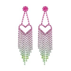 <span class=keywords><strong>Boucles</strong></span> <span class=keywords><strong>d</strong></span>'<span class=keywords><strong>oreilles</strong></span> pendantes longues en forme de cœur à <span class=keywords><strong>d</strong></span>égradé de couleurs <span class=keywords><strong>pour</strong></span> femmes, avec chaîne griffe et strass multicolores géométriques - Product Image 1