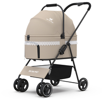 Poussette pliable pour chien de grande capacité, chariot à 4 roues portable pour les voyages en plein air avec des animaux de compagnie et des chats