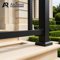 Système de garde-corps de balcon extérieur moderne en aluminium noir minimaliste de qualité supérieure