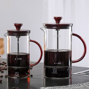 เครื่องชงกาแฟเฟรนช์เพรส ดีไซน์หรูหราทันสมัย เป็นมิตรกับสิ่งแวดล้อม ทำจากแก้วใส มีขีดบอกปริมาณ ใช้ได้กับกาแฟและชาเขียว - Product Image 5
