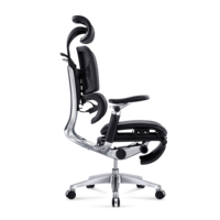 Chaise de bureau ergonomique à dossier haut de gamme avec accoudoirs en aluminium 7D, entièrement en mesh, inclinable, pivotante, avec repose-pieds