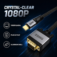 Câble adaptateur USB C vers VGA 1080P60Hz, convertisseur vidéo Type-C vers VGA pour ordinateur portable vers projecteur moniteur, câble tressé