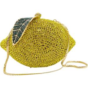 Pochette de soirée pour femme en strass citron, sac à main perlé à motif géométrique pour cocktail - Product Image 3
