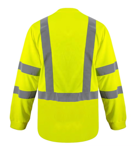 T-shirts de travail réfléchissants à manches longues en coton pour hommes, avec capuche et col polo boutonné, <span class=keywords><strong>haute</strong></span> <span class=keywords><strong>visibilité</strong></span>, imperméables, EN ISO 20471 ANSI Classe 3 - Product Image 4