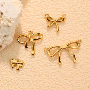 Custom DIY Luxury14k 18k Gold Plated 316L Stainless Steel <b>Bow</b> Charms for Jewelry Necklace Bracelet Bulk Jewelry Making - Product Image 4