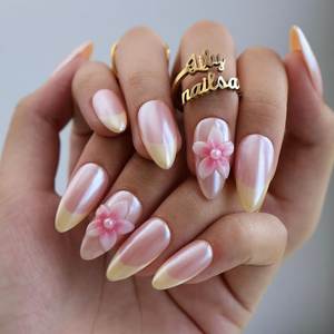 <span class=keywords><strong>Faux</strong></span> ongles en acrylique 3D sculptés en forme de fleur, durables et légers |   Options de couleurs blanches, <span class=keywords><strong>pastel</strong></span> et vives - Product Image 2