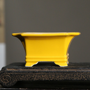 กระถางบอนไซเซรามิกทรงสี่เหลี่ยมขอบบานสไตล์จีนโบราณขนาดเล็ก - Product Image 3