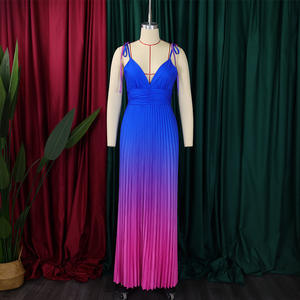 Vestido Largo de Fiesta para Mujer, Talla Grande, Sexy, Cuello en V, Sin Mangas, Cintura Alta, Plisado, Degradado, 2025 - Product Image 6