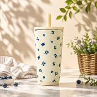 Gobelet isotherme en acier inoxydable de 14 oz et 20 oz avec paille, grande capacité, tasse de voyage pour le bureau et l'extérieur, anti-fuite