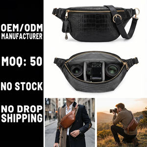 ओम कस्टम लक्जरी अललिगेटर मगरमच्छ वीगन पु पैटर्न चमड़े के कैमरे लेंस लेंस छाती कमर बैग - Product Image 1