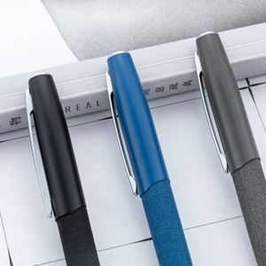 Wholesale 1.0Mm Business New Style Multi-Color PU Leather Custom Logo Oil-Based Twist-Action Metal Ballpoint <b>Pen</b> - Product Image 2