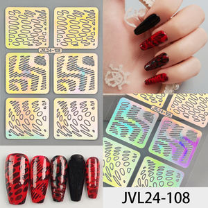Usine personnalisée 24 feuilles d'autocollants réutilisables pour manucure française, modèle d'estampage d'ongles en papillon, fourniture de pochoir d'art d'ongle en plastique - Product Image 5
