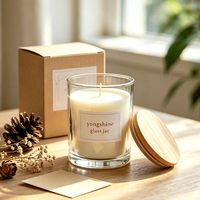 Pot à bougie en verre de luxe de 320 ml avec couvercle en bambou, pots à bougies personnalisés avec couvercles pour bougies parfumées, parfum d'ambiance pour la maison