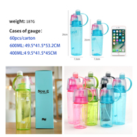 LOGO personnalisé nouveau cadeau 400ML 600ML tasse à boire en plastique brumisateur escalade vaporisateur créatif Sports de plein air vaporisateur bouteille d'eau