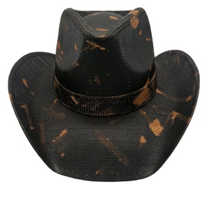 Sombrero de paja de <span class=keywords><strong>vaquero</strong></span> occidental negro y naranja hecho a mano de moda de alta calidad para hombres - Product Image 1