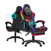 Zy pas cher meilleur chaise de jeu 7 points de massage moins cher 1 pièce en cuir véritable LED Rgb haut-parleur coussin Gamer chaises avec repose-pieds
