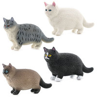 Figurines de chat en PVC massif pour simulation d'assemblage transfrontalier, modèles gris/siamese/noir/blanc, jouets de bureau pour animaux de compagnie