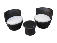 Ensemble de meubles de jardin modernes en rotin PE rond, 3 pièces, fauteuils œuf en osier et table, pour salon et hôtel