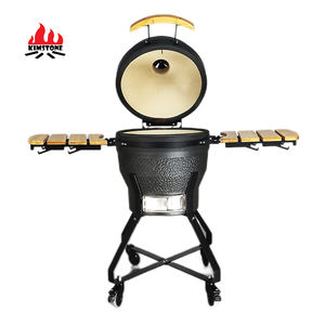 Four à rôtir en céramique KIMSTONE, fabricant, 18 pouces, Kamado, gris, glaçure mousse, barbecue, rôtisserie, poulet, Caja China - Product Image 2