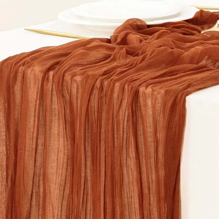 10ft garza Boho rustica di formaggio di Terracotta panno da tavolo Runner Cheesecloth Runner per la decorazione di natale di nozze