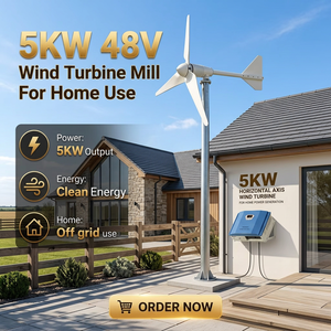 โรงงานผลิตโดยตรง กังหันลมแนวนอน 5KW 48V พร้อมตัวควบคุม บริการ OEM/ODM สำหรับระบบพลังงานลม - Product Image 1