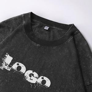 Vintage lavado Dtg impresión diseño gráfico peso pesado algodón personalizado de gran tamaño en blanco lavado ácido hombres camisetas de manga larga Camiseta - Product Image 4