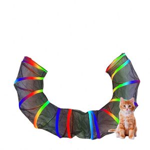 Parc de jeu pour chat BSCI, portable, avec bordure arc-en-ciel, tente pour animaux de compagnie avec tunnel rond, livré avec sac de transport - Product Image 3