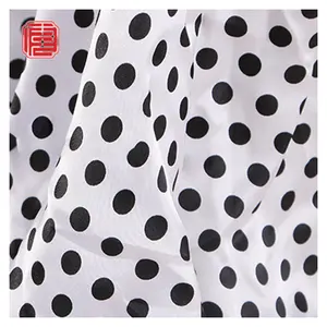 Dot Pattern Stretch Polyester Silk Satin Chiffon Printed Fabric Wholesale For Women Dresses