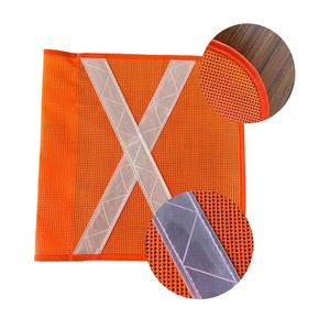 थोक नारंगी चेतावनी व्हिप खनन ध्वज जाल जाल, लाल चांदी के स्ट्रिप्स के साथ लाल रंग की पट्टियों के साथ - Product Image 3