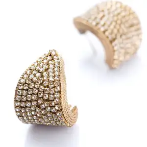 KDC2454 venta al por mayor última moda de lujo personalizado cobre diamante circón pendientes irregulares