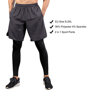 EU Größe S - 2XL Hochwertiges Custom Logo Herren Sport hose Workout Athletic Joggers 2 in 1 Gym Shorts mit Tasche - Product Image 2