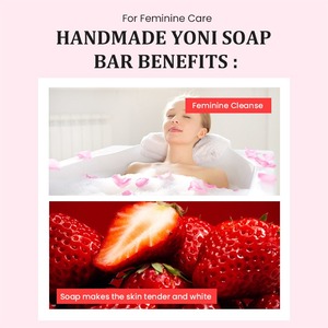 Jabón Íntimo Artesanal de Rosa y Fresa con Aceite Esencial, Jabón Sólido Hidratante y Limpiador para el Cuidado Diario - Product Image 3