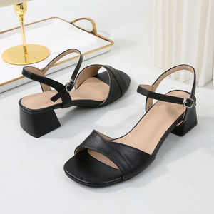 Sandali con Tacco Grosso Estivi da Donna, Misura Grande 35-44, Punta Quadrata, Tacchi Alti Eleganti Neri e <span class=keywords><strong>Nude</strong></span>, Vendita all'Ingrosso - Product Image 2