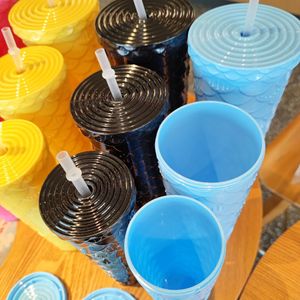 Plastic Straw Cup Large Capacity Bpa Free Outdoor Camping Beverage Water Bottle Set - Product Image 1